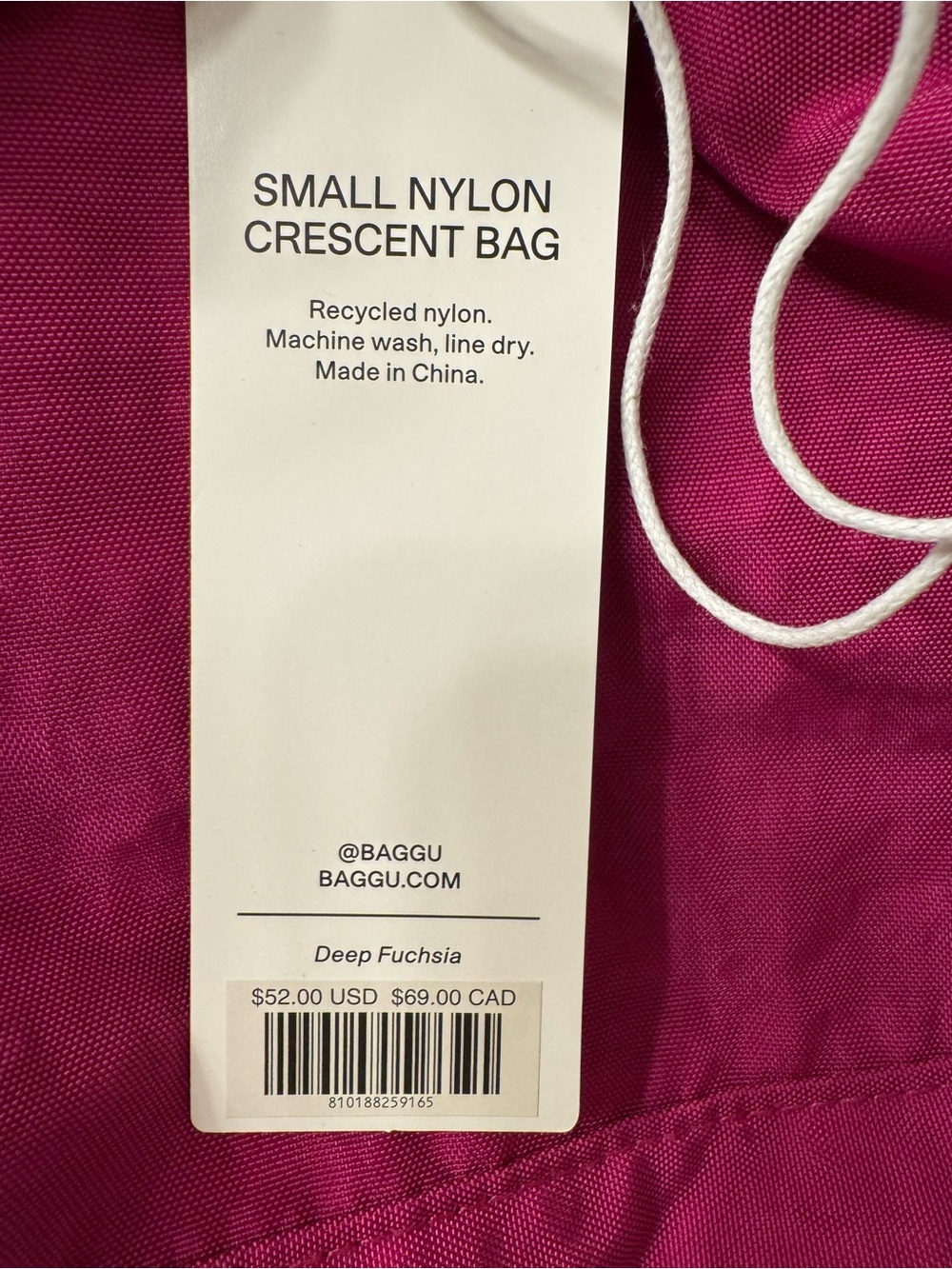 BAGGU Small Nylon Crescent Bag - Deep Fuchsia - Picture 7 of 8